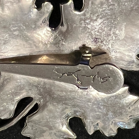 Sylvia Dahl Signed Silver Copper Tone Crocodile Leaf Brooch - Picture 3 of 3